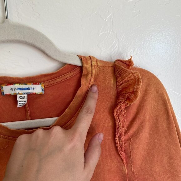 Anthropologie Eri+Ali Ruffle Swing Tee Peach Burnout / Stonewash - Picture 5 of 9